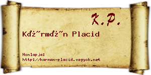 Kármán Placid névjegykártya